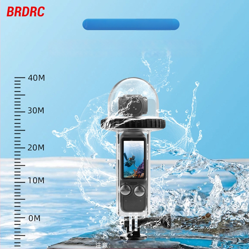 Brdrc povandeninis apsauginis korpusas DJI Osmo Pocket 3, 40 m gylis, PC korpusas, 190 g, komplekte: vandeniui atsparus korpusas, rankos dirželis, 1/4 inch adapterio pagrindas, ilgas varžtas, 12 anti-fog plokščių