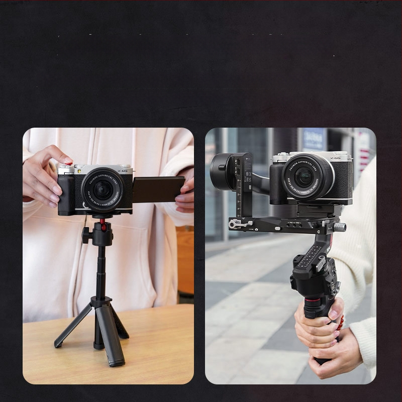 Vienos rankos laikiklis Fuji X-M5 kamerai – L formos rankena su šaltojo kištuku Fly023_1