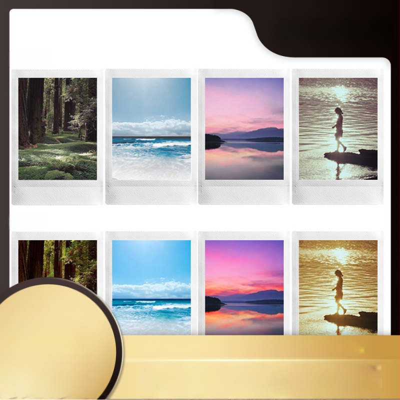 Polaroid Mini 11 objektyvo priedai: priekinis keturių spalvų filtras, nuimamas veidrodinis objektyvas