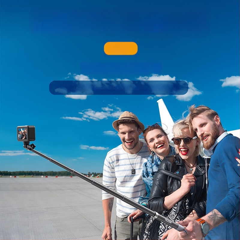 Selfie stick monopodas GoPro ir Insta360 – rankinis veiksmo kamerai monopodas, be Bluetooth