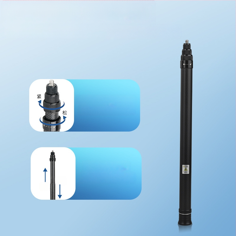 Anglies pluošto selfie lazda Insta360 One X2/X3 ir GoPro — teleskopinė, 4 skyriai, maksimali apkrova iki 2 kg