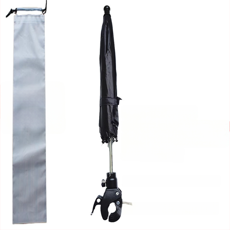 Trikojis laikiklis su saulės skėčiu lauko tiesioginei transliacijai – 8 ribų geležinė konstrukcija, poliesterio 210T audinys, UPF > 50