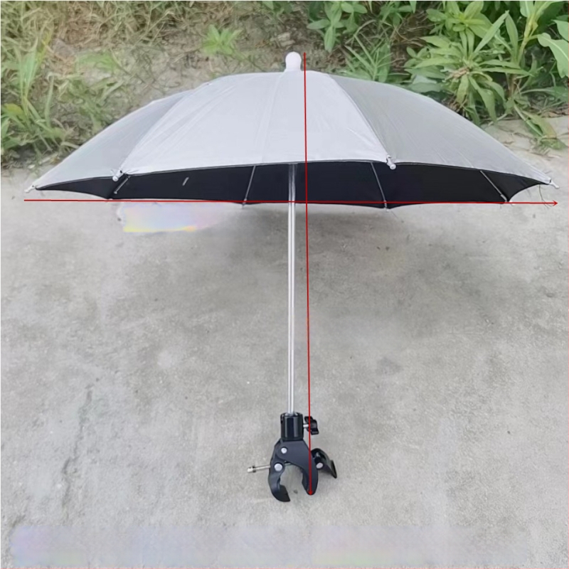 Trikojis laikiklis su saulės skėčiu lauko tiesioginei transliacijai – 8 ribų geležinė konstrukcija, poliesterio 210T audinys, UPF > 50