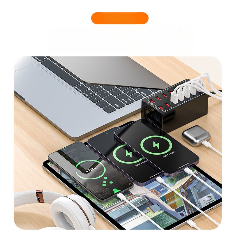 Încărcător USB cu 14 porturi, stație de încărcare desktop pentru telefoane și tablete, încărcare rapidă universală