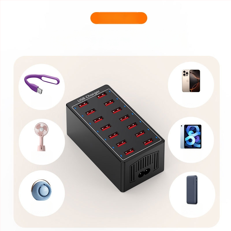 Încărcător USB cu 14 porturi, stație de încărcare desktop pentru telefoane și tablete, încărcare rapidă universală
