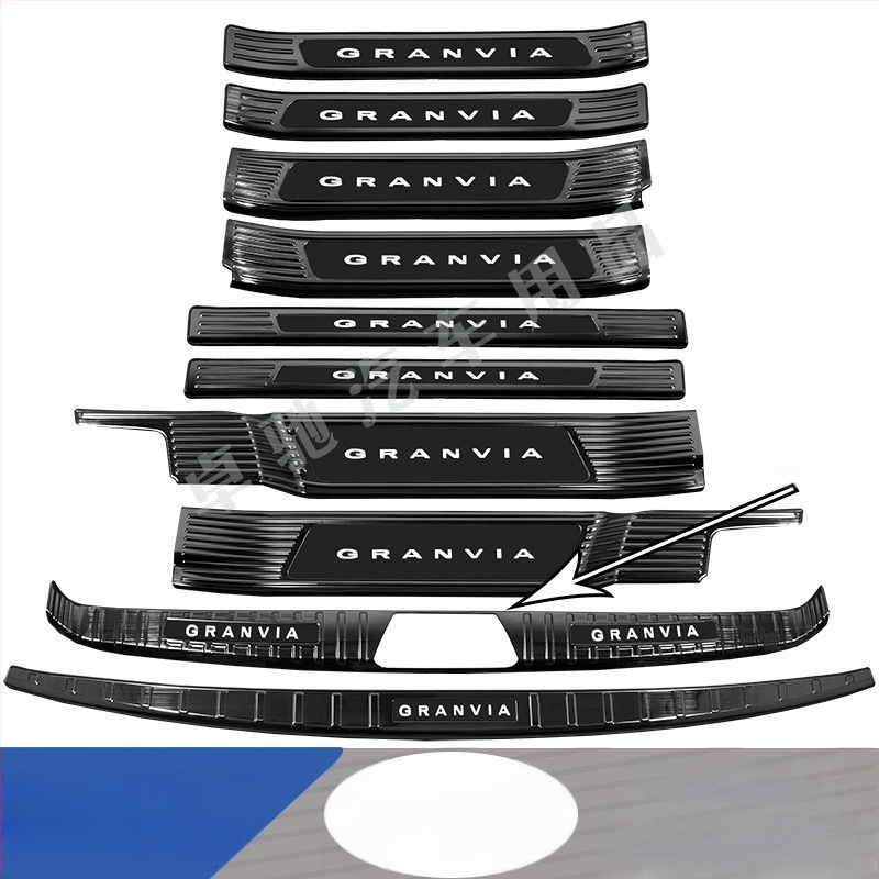 Gravia sliekšņa josla – sagaidīšanas pedāļa un bagāžas aizsargs, dekoratīva aizmugures stieņa uzlīme, saderīgs ar Toyota