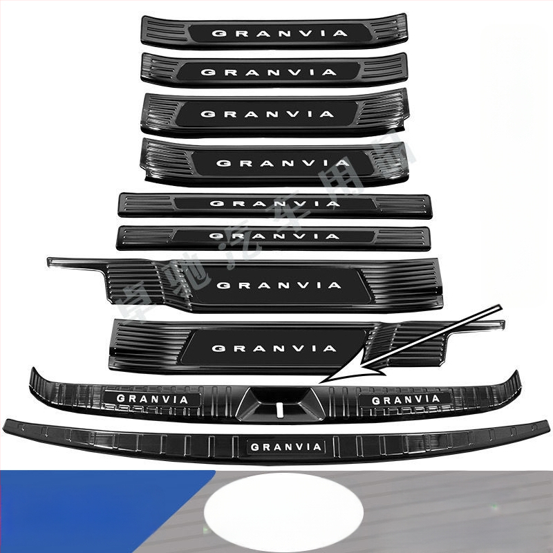 Gravia sliekšņa josla – sagaidīšanas pedāļa un bagāžas aizsargs, dekoratīva aizmugures stieņa uzlīme, saderīgs ar Toyota