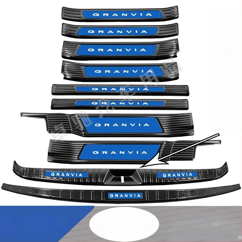 Gravia sliekšņa josla – sagaidīšanas pedāļa un bagāžas aizsargs, dekoratīva aizmugures stieņa uzlīme, saderīgs ar Toyota