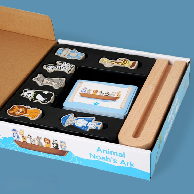 Mediniai kaladėlių rinkiniai Nojaus Arka vaikams 0–3 metų – kognityvinis vystymasis