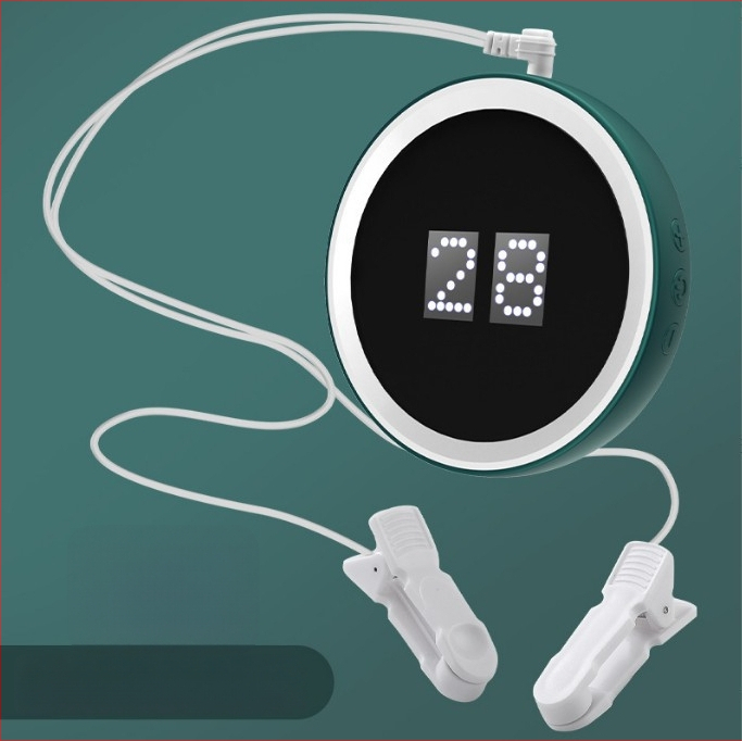 Kõrvaklipsi unemassaaž mikrovoolu madala sagedusega impulssidega, laaditav sisseehitatud aku 500–800 mAh, 6–8 tunni tööiga, LED-ekraan, infrapunafüsioteraapia ja taimer