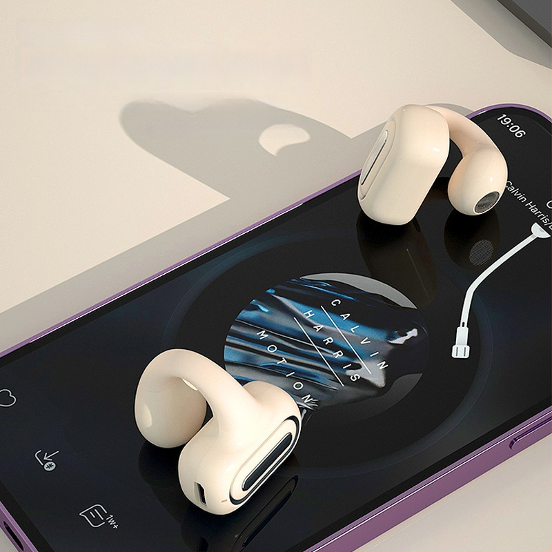 Air7 Cască Bluetooth cu clips pentru urechi, baterie mare, mono, fără fir, pentru gaming, cu conducție osoasă