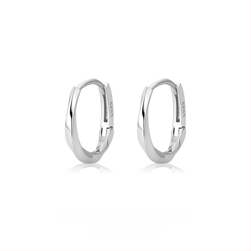 Sidabriniai apskritimo auskarai, paprastas stilius, elektroplakavimas, 2025 m. pavasaris