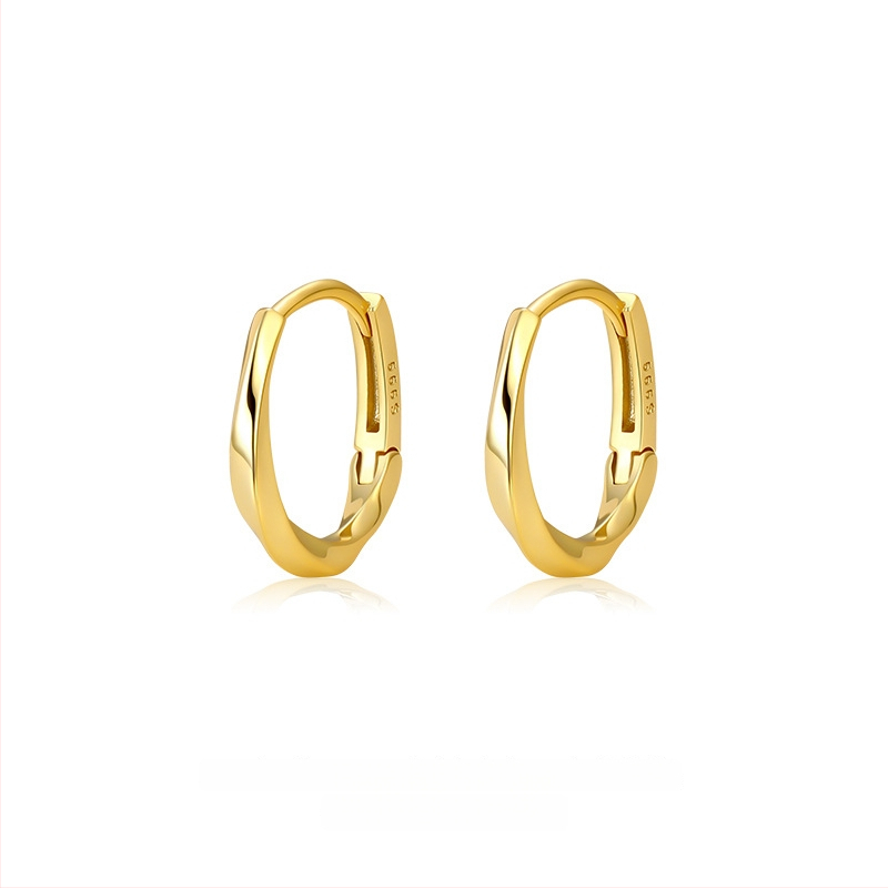 Sidabriniai apskritimo auskarai, paprastas stilius, elektroplakavimas, 2025 m. pavasaris