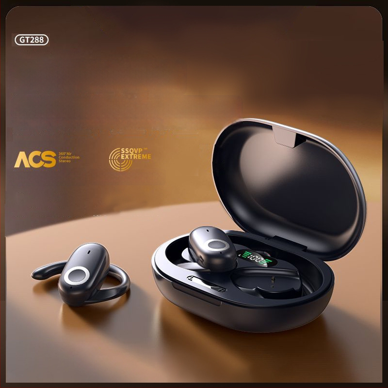 Bezpārdomas ausu uzlikas ausiņas – Bluetooth 5.3, vairāk nekā 8 stundu darbības laiks, IPX5 ūdensdrošums, digitālais displejs, darbības diapazons 10 m