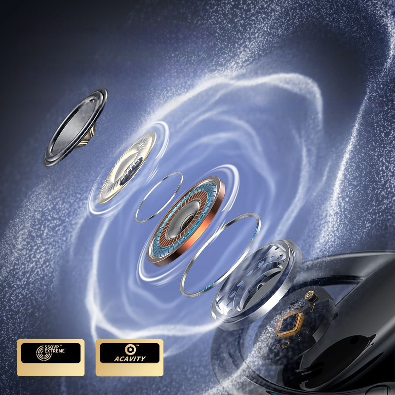 Bezpārdomas ausu uzlikas ausiņas – Bluetooth 5.3, vairāk nekā 8 stundu darbības laiks, IPX5 ūdensdrošums, digitālais displejs, darbības diapazons 10 m