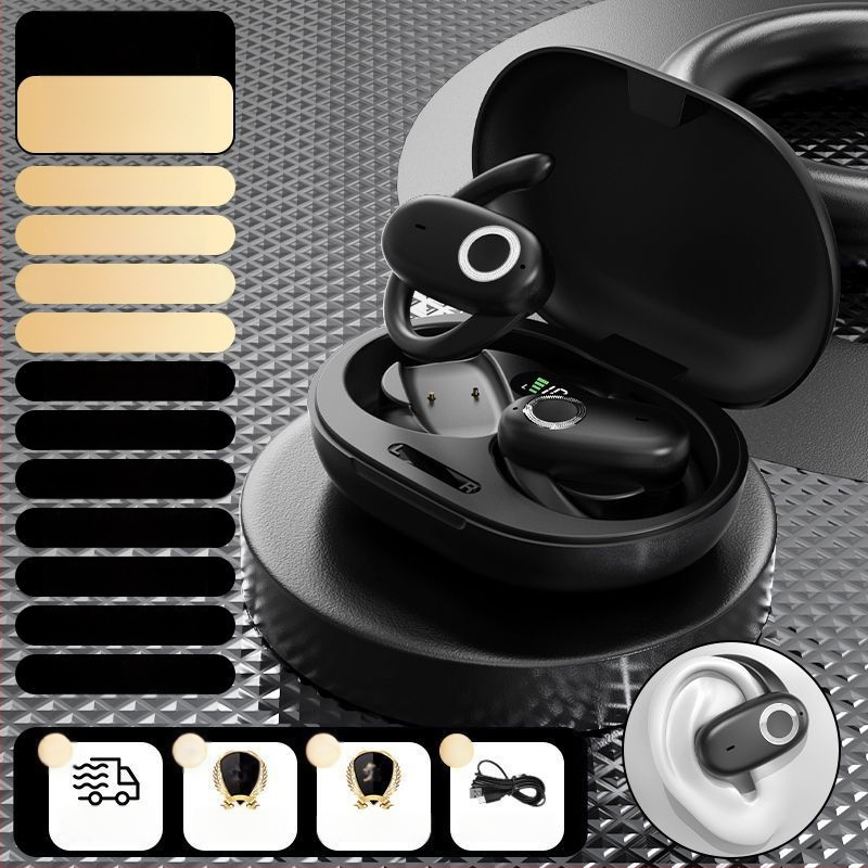 Bezpārdomas ausu uzlikas ausiņas – Bluetooth 5.3, vairāk nekā 8 stundu darbības laiks, IPX5 ūdensdrošums, digitālais displejs, darbības diapazons 10 m