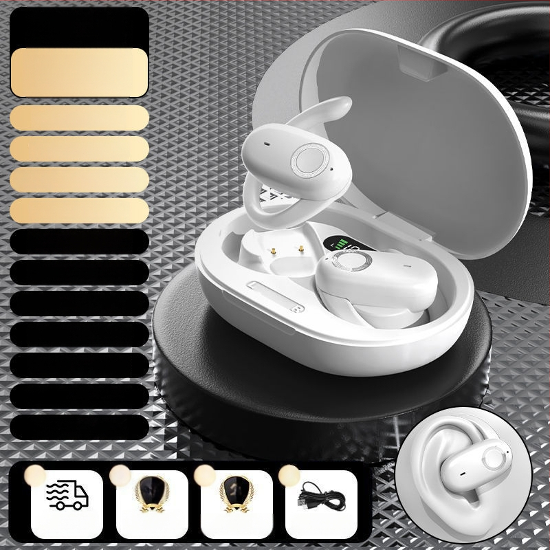 Bezpārdomas ausu uzlikas ausiņas – Bluetooth 5.3, vairāk nekā 8 stundu darbības laiks, IPX5 ūdensdrošums, digitālais displejs, darbības diapazons 10 m