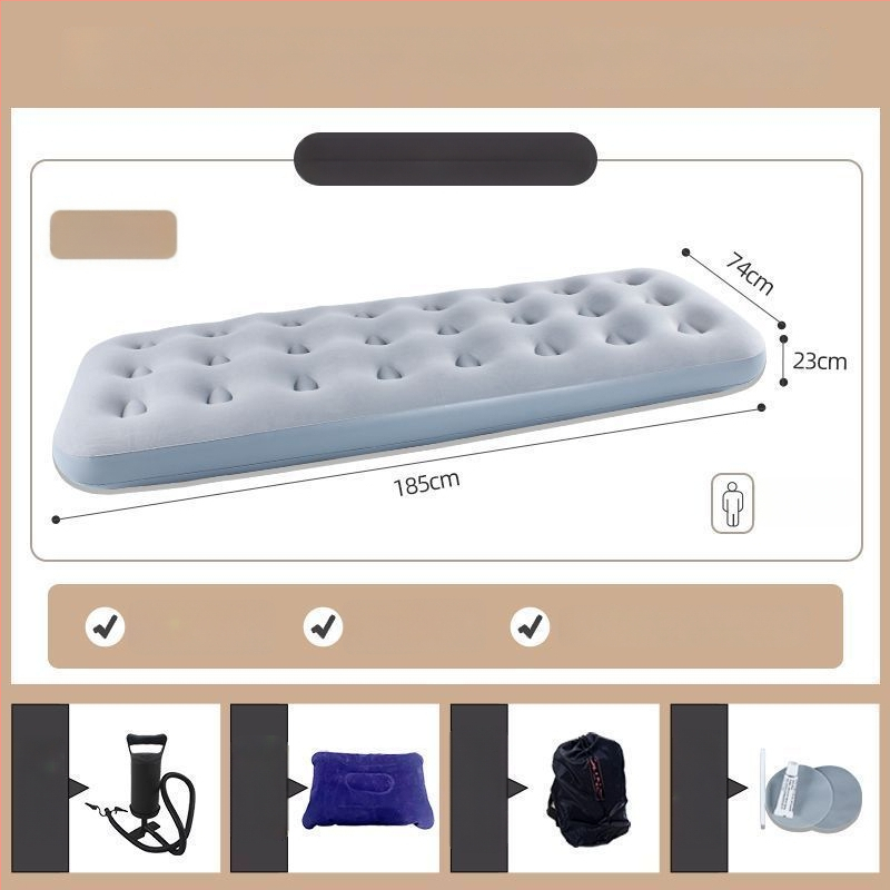 Pripučiamas lova lauko kempingui, savarankiškai pripučiamas, dviejų sluoksnių, sulankstomas, su išorine pompa