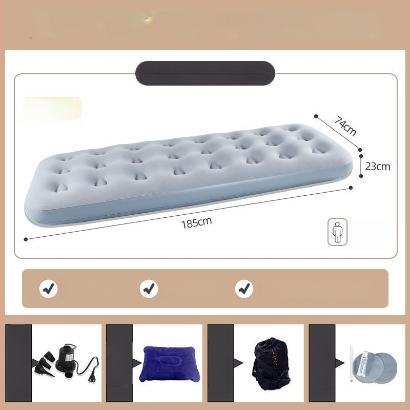 Pripučiamas lova lauko kempingui, savarankiškai pripučiamas, dviejų sluoksnių, sulankstomas, su išorine pompa