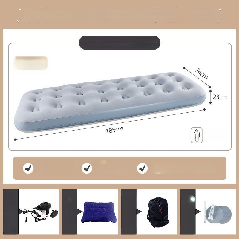 Pripučiamas lova lauko kempingui, savarankiškai pripučiamas, dviejų sluoksnių, sulankstomas, su išorine pompa