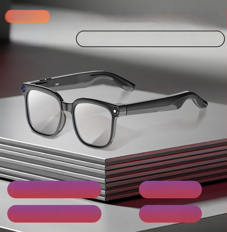 Inteligentné okuliare s 8MP kamerou so stabilizáciou na fotografovanie a nahrávanie videa; AI preklad; AI rozpoznávanie objektov; Bluetooth hudba a hovory