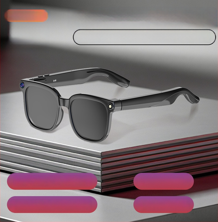 Inteligentné okuliare s 8MP kamerou so stabilizáciou na fotografovanie a nahrávanie videa; AI preklad; AI rozpoznávanie objektov; Bluetooth hudba a hovory