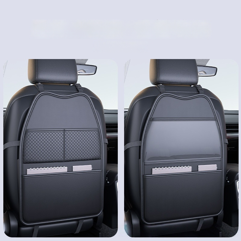 Универсална подложка за облегалката на автомобилното седло с джоб за съхранение и антиударна защита — PU материал, пълнеж: плат + възстановяваща пяна
