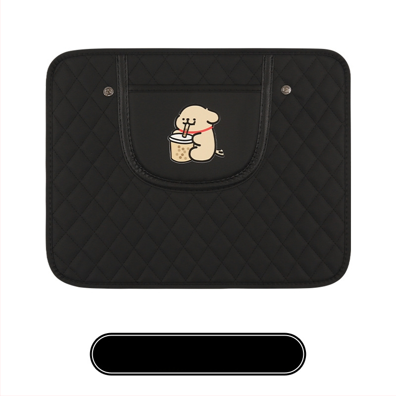 Протектор за задната облегалка на автомобилното седло със карикатурен дизайн, PU материал, пяна за пълнеж, универсален, висящ джоб за съхранение