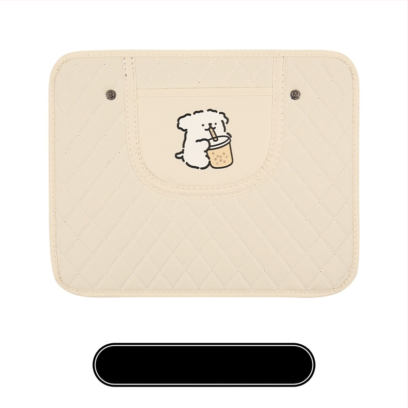 Протектор за задната облегалка на автомобилното седло със карикатурен дизайн, PU материал, пяна за пълнеж, универсален, висящ джоб за съхранение