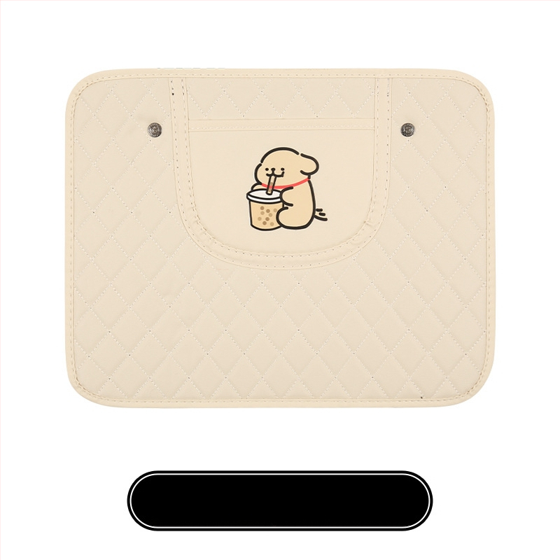 Протектор за задната облегалка на автомобилното седло със карикатурен дизайн, PU материал, пяна за пълнеж, универсален, висящ джоб за съхранение