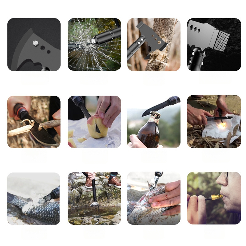 Lauko sulankstomas kirvis ir plaktukas – aliuminio lydinio komplektas