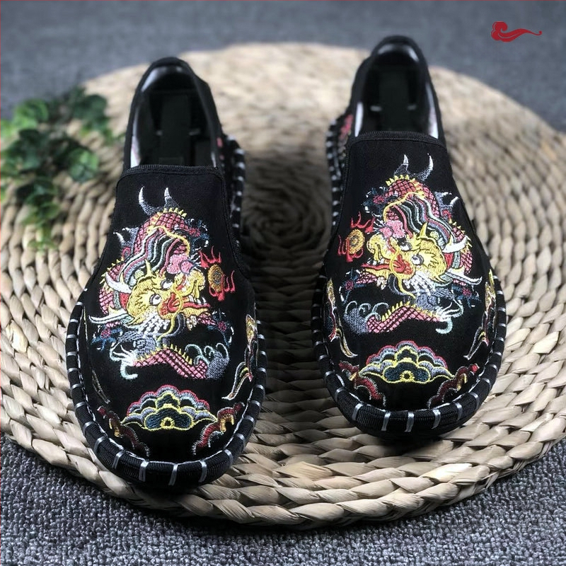 Vyriniai audinio bateliai Old Beijing, apvali nosis, viršus iš medvilnės, vidus iš medvilnės, padai iš galvijų sausgyslės, žemas viršus