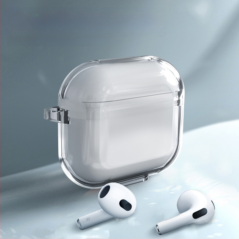 AirPods 3 TPU átlátszó védőtok Orbit kampóval, injekciós öntés