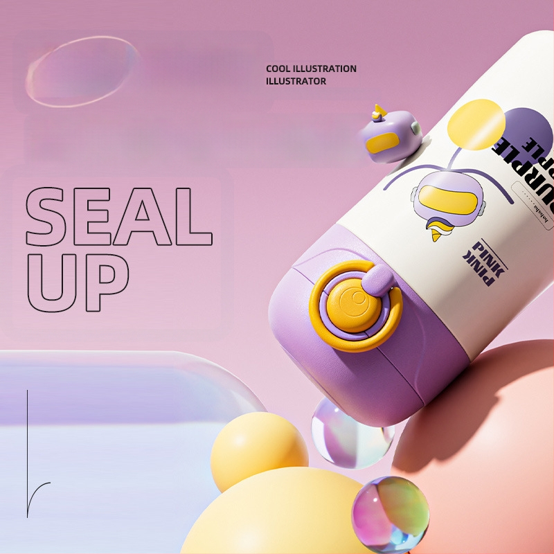 Szigetelt pohár kettős szívószállal és hajlított fedéllel (belső 316 rozsdamentes acél; külső 201 rozsdamentes acél; hőszigetelés 6–12 óra)