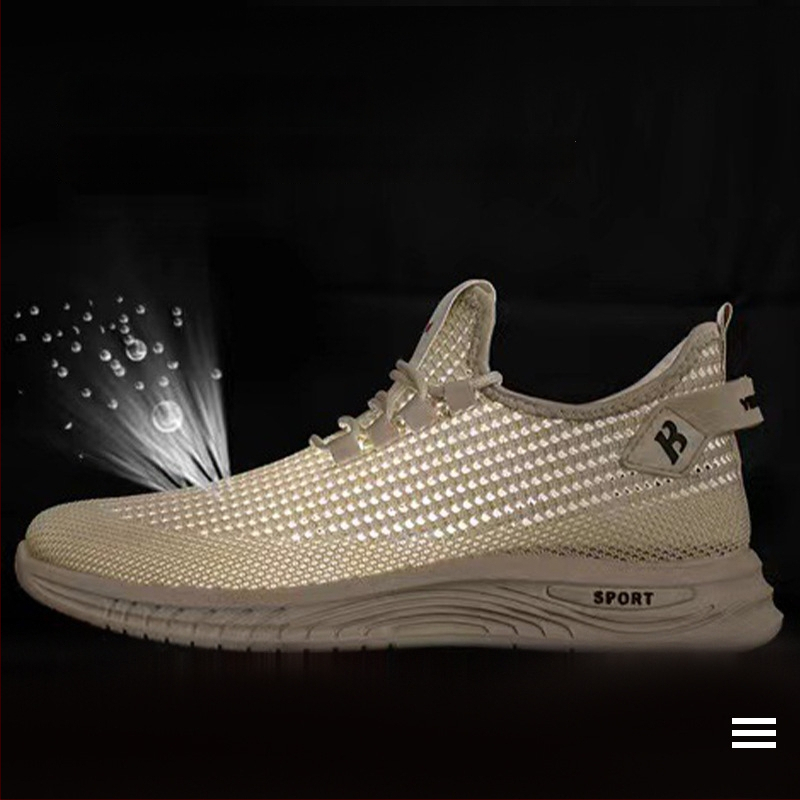 Szellőző hálós sportcipő, textil felső, elöl fűzővel, csúszásmentes PVC talp