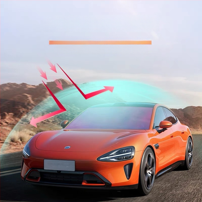 Automašīnas logu saules filtru plēve, PET optiska kvalitāte substrāts, 60–80% caurlaidība, 99% UV aizsardzība, 99% siltuma izolācija