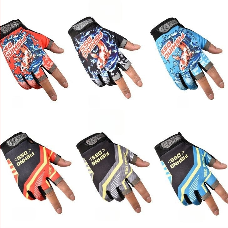 Mănuși de pescuit cu trei degete expuse pentru pescuit în apă sărată, respirante, antiaderente, poliester