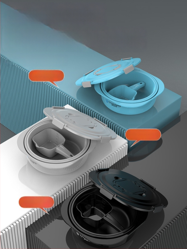 Vas de momeală cu capac - set de trei piese - interior antiaderent, adânc - plastic - Camper