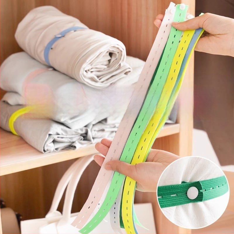 Poliesterio diržų laikymo rinkinys susuktoms drabužiams laikyti ir tvarkyti