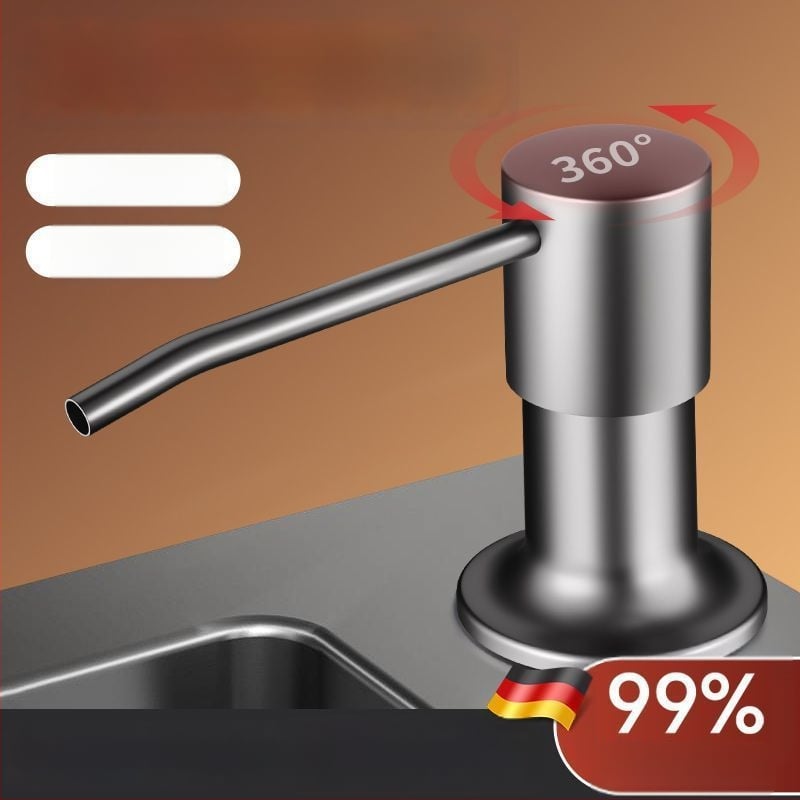 Δοσομετρητής σαπουνιού για νεροχύτη με σωληνάκι επέκτασης – 304 ανοξείδωτος χάλυβας, καθολικός χειροκίνητος δοσομετρητής (CUPC)