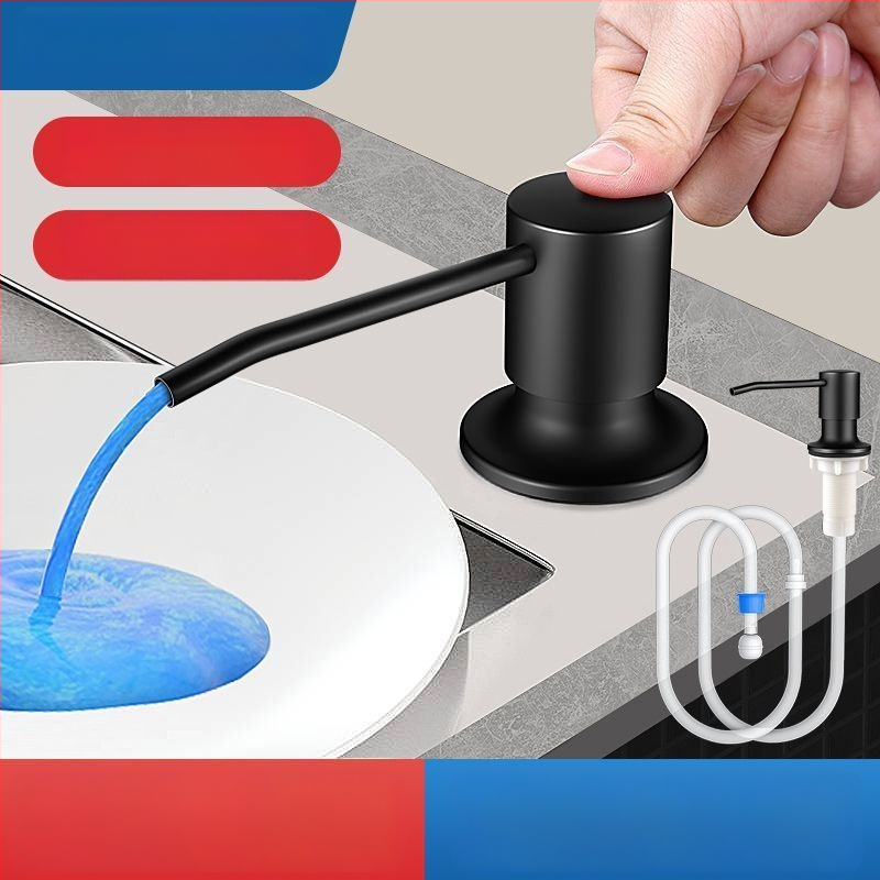 Δοσομετρητής σαπουνιού για νεροχύτη με σωληνάκι επέκτασης – 304 ανοξείδωτος χάλυβας, καθολικός χειροκίνητος δοσομετρητής (CUPC)