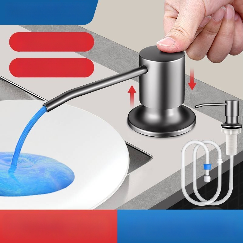 Δοσομετρητής σαπουνιού για νεροχύτη με σωληνάκι επέκτασης – 304 ανοξείδωτος χάλυβας, καθολικός χειροκίνητος δοσομετρητής (CUPC)