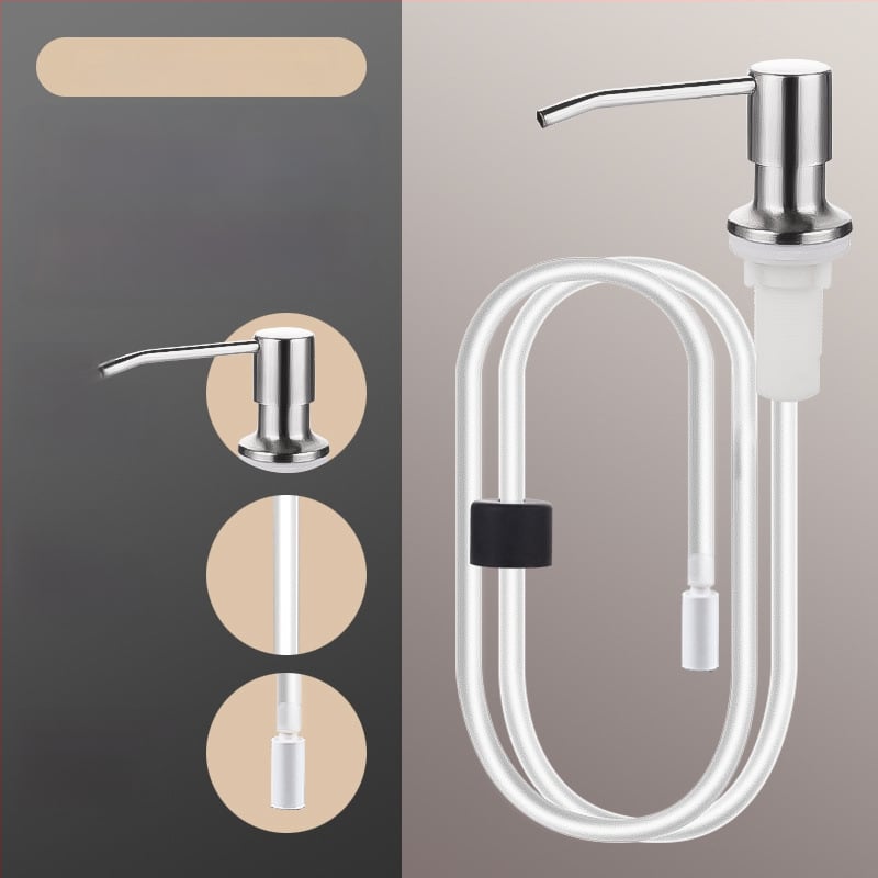 Δοσομετρητής σαπουνιού για νεροχύτη με σωληνάκι επέκτασης – 304 ανοξείδωτος χάλυβας, καθολικός χειροκίνητος δοσομετρητής (CUPC)