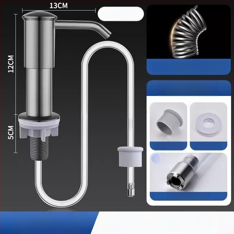 Επεκτειόμενος δοσομετρητής υγρού πλυντηρίου πιάτων για νεροχύτη κουζίνας — ABS, ηλεκτροπλατίωση φινιρίσματος, λειτουργία με χειροκίνητο πάτημα, στυλ ελαφριάς πολυτέλειας