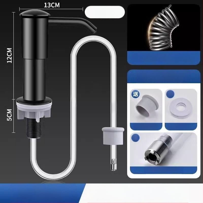 Επεκτειόμενος δοσομετρητής υγρού πλυντηρίου πιάτων για νεροχύτη κουζίνας — ABS, ηλεκτροπλατίωση φινιρίσματος, λειτουργία με χειροκίνητο πάτημα, στυλ ελαφριάς πολυτέλειας