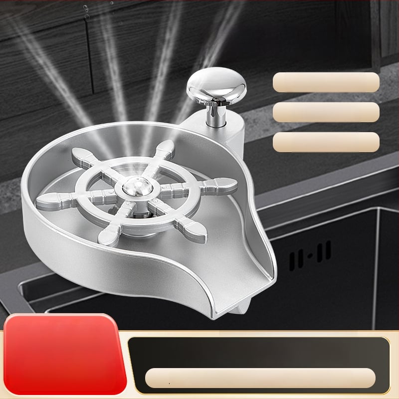 Δύο-σε-ένα πλυντήριο ποτηριών και δοσομετρητής σαπουνιού για μπαρ, Χειροκίνητη πίεση, Μοντέρνος και μινιμαλιστικός σχεδιασμός, Υλικά: Χαλκός, Ανοξείδωτος χάλυβας, Πλαστικό; Βάρος 1 kg; Επιφάνεια: Ηλεκτροπλατίωση