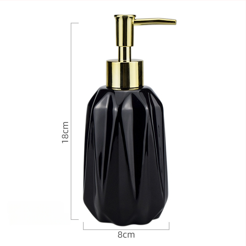 Κεραμική φιάλη δοσομέτρησης με μηχανισμό πατήματος, διαμαντόσχημη, για σαμπουάν, αφρόλουτρο, σαπούνι και λοσιόν — γλασαρισμένη επίστρωση