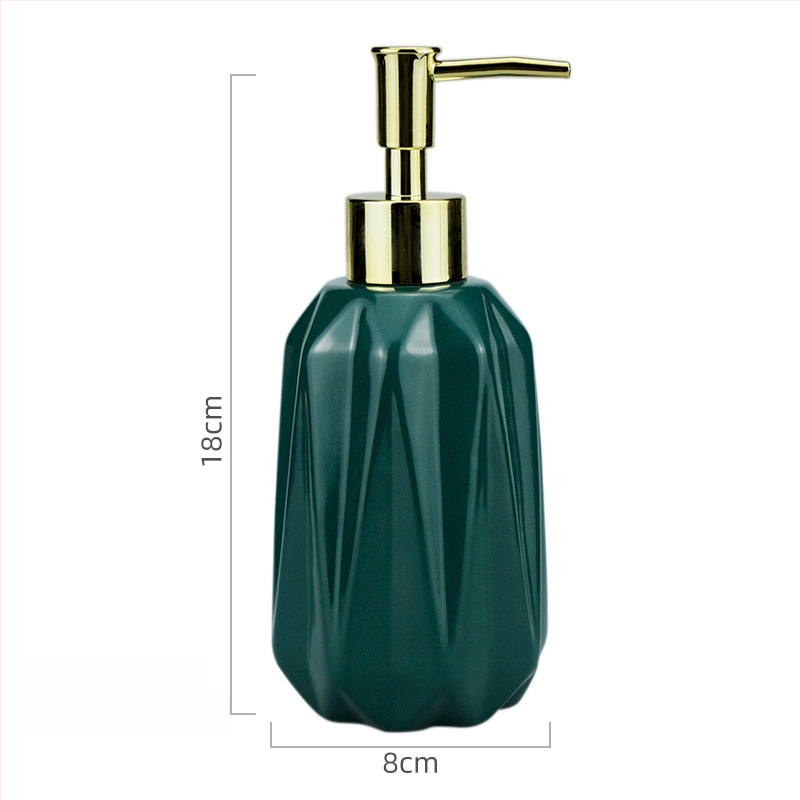 Κεραμική φιάλη δοσομέτρησης με μηχανισμό πατήματος, διαμαντόσχημη, για σαμπουάν, αφρόλουτρο, σαπούνι και λοσιόν — γλασαρισμένη επίστρωση