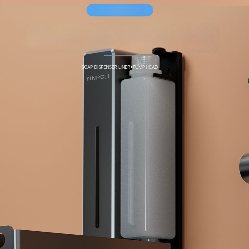 Δοσομετρητής σαπουνιού μπάνιου, πλαστικό σώμα, χειροκίνητη λειτουργία, μοντέρνος μινιμαλιστικός στυλ, οξειδωμένη επιφάνεια