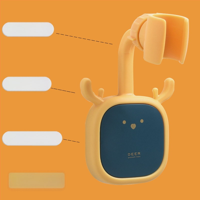Suport de duș montaj fără găuri — din plastic, suport reglabil pentru cap de duș, stil desene animate, brand Initial Benefit